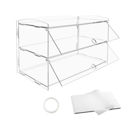 Alston 2-Tier Bakery Display Case Cabinet Pastry Acrylic Cupcake Donuts Cake Pastry Clear Display Cabinet Shelf Transparent Showcase 225x485x330mm