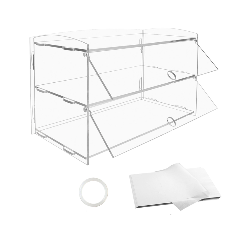 2-Tier Bakery Display Case Cabinet Pastry Acrylic Cupcake Donuts Cake Pastry Clear Display Cabinet Shelf Transparent Showcase 225x485x330mm