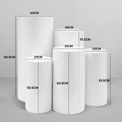 5Pcs Metal Round Plinths Cylinder Pedestal Stands for Party Large Tables for Parties Pedestal for Ceremony Birthday Party Art Decor-White