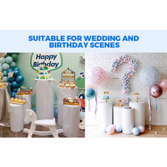 5Pcs Metal Round Plinths Cylinder Pedestal Stands for Party Large Tables for Parties Pedestal for Ceremony Birthday Party Art Decor-White