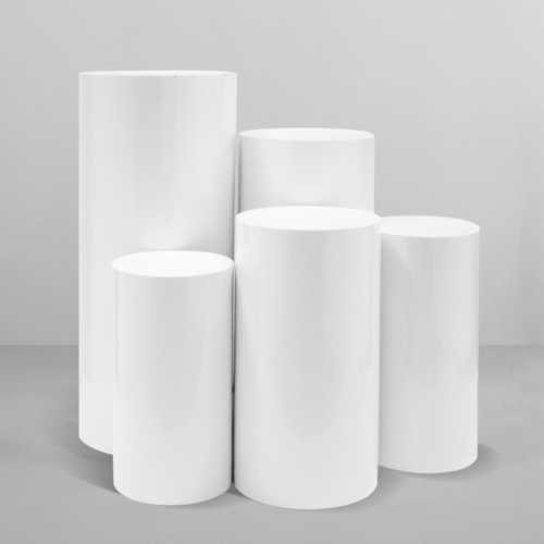 5Pcs Cylinder Pedestal Stands for Party Large Cylinder Tables for Parties Pedestal Display Plinth Pillars for Ceremony Birthday Party Art Decor-White