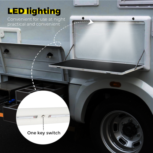 Caravan Picnic Table 800mm x 450mm 12v LED light For Caravan RV