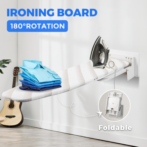 Heavy Duty Folding Ironing Board 180 Degree Swivel 100X30cm Extreme Stability Wall Mount Compact Space Saving With Heat Resistant Cover Home Laundry Dorm