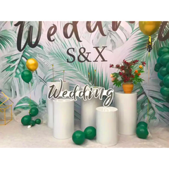 5Pcs Metal Round Plinths Cylinder Pedestal Stands for Party Large Tables for Parties Pedestal for Ceremony Birthday Party Art Decor-White