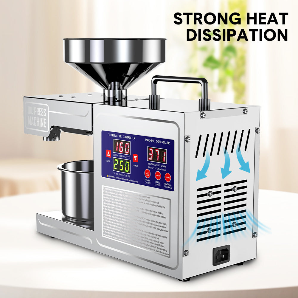 Intelligent Automatic 820W Oil Press Machine Oil Extraction Stainless Steel Oil Expeller Hot and Cold Oil Pressing Direct Current Machine Commercial Home