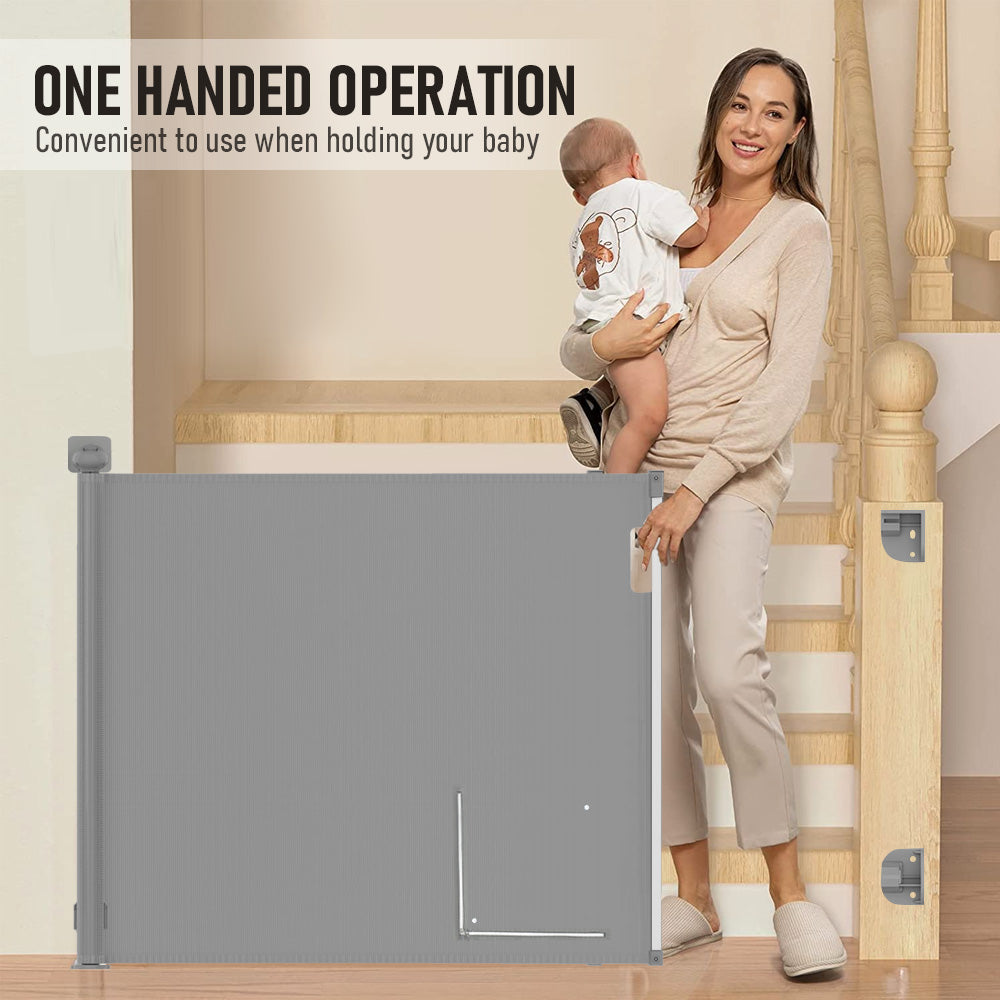 Retractable Safety Gate for Baby Dog Sulishang Durable Portable Extra Wide Safety Gates 33" Tall 118" Wide for Doorways Stairs Hallways Indoor Outdoor