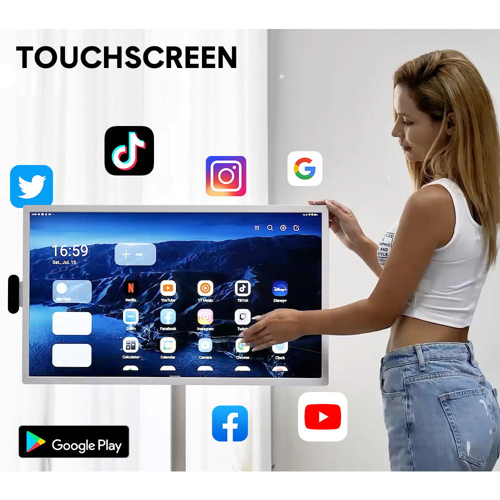 Alston Movable 32 Inch 1080P Smart Screen TV Rotatable In-cell Touch Screen Support Google Store Cast Screen with Built-in Battery HD Camera Android 12 8+128