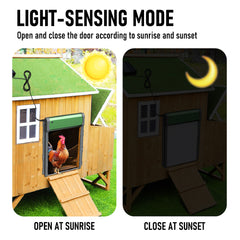 Solar Powere Automatic Chicken Coop Door Waterproof Cage Closer Opener Anti-Pinch with Timer Auto Light Sensor and Remote Control One Year Warranty