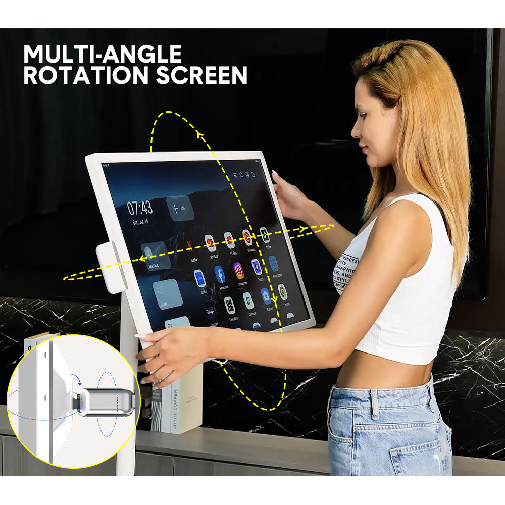 Alston Movable 32 Inch 1080P Smart Screen TV Rotatable In-cell Touch Screen Support Google Store Cast Screen with Built-in Battery HD Camera Android 12 8+128