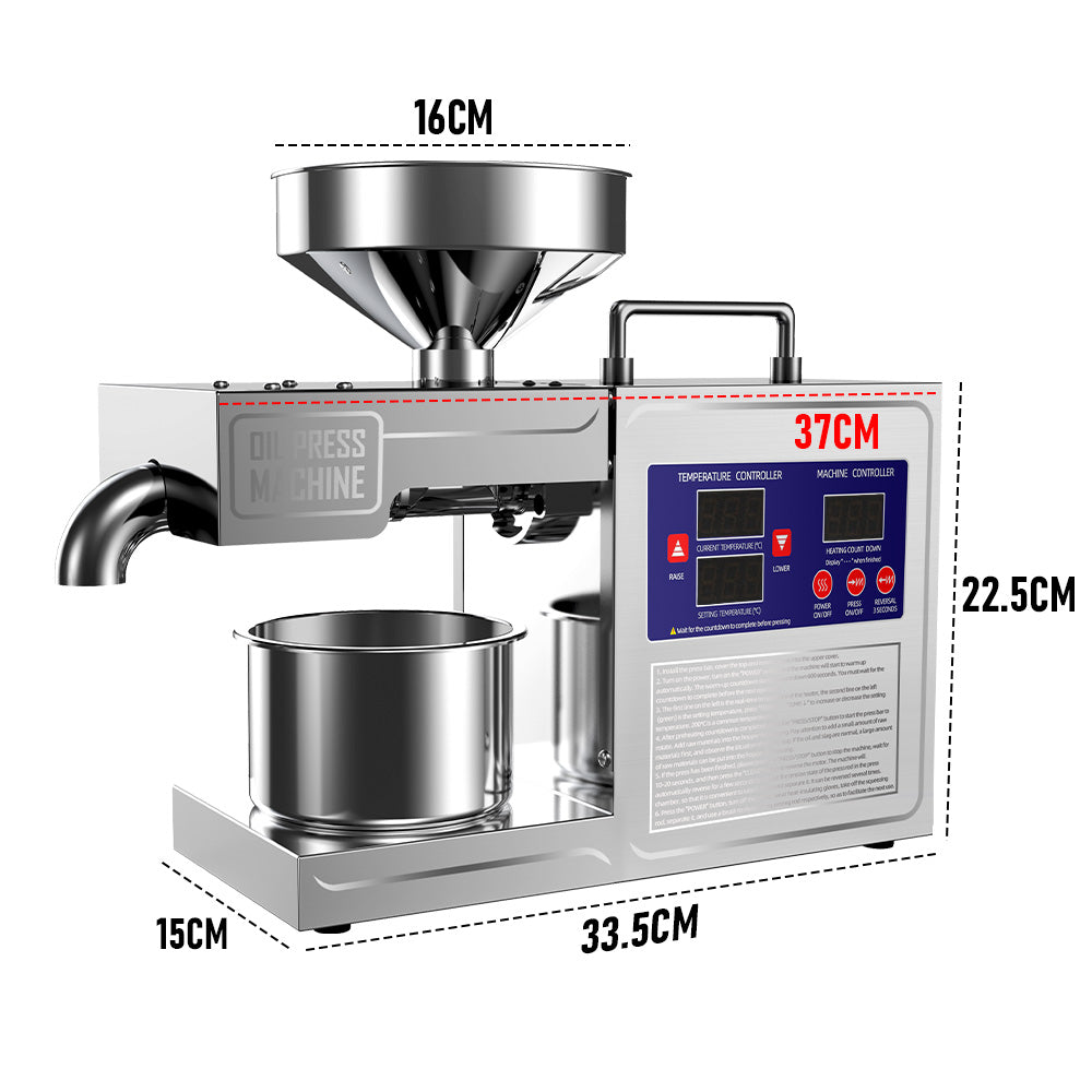 Intelligent Automatic 820W Oil Press Machine Oil Extraction Stainless Steel Oil Expeller Hot and Cold Oil Pressing Direct Current Machine Commercial Home