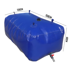 1100L Foldable Water Bladder Tank Non-Toxic Large Capacity Water Storage Bag Wear Resistant With Valve for Outdoor Camping Drought Fire Agriculture