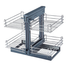 Blind Corner Pull Out Organizer for 31.5'' Cabinet Left Open & Right Open Compatible Min Opening 15'' 2 tier Pull Out Basket Soft Close Bottom Mount