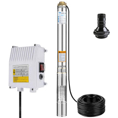 2HP 1500W Submersible Bore Pump 240V Deep Well Water Pump Borehole Water Pump Stainless Steel Max Head 135m for Industrial Irrigation Livestock Home Usec