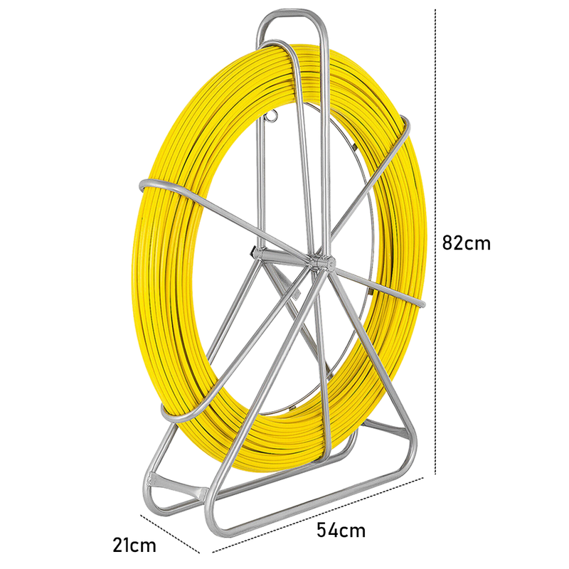 8mm 150M Fish Tape Puller Fiberglass Rodder with Steel Reel Cage Guiding Cable Duct Rodder Snake Copper Wire Telstra NBN Tool Non-Conduct