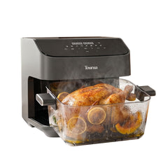 Tourua 8L Dual Zone Glass Air Fryer with WiFi Smart Control 8 Presets Removable Divider 2200W Digital Touch Air Fryer for Family Cooking