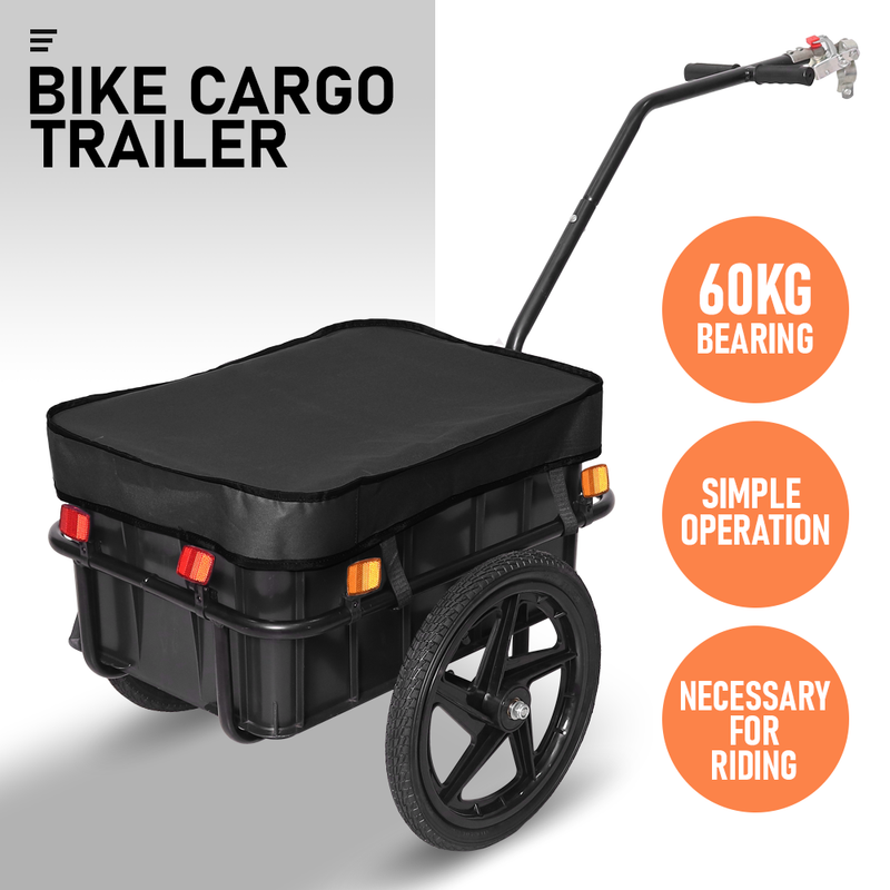 Bike Cargo Trailer with Removable Box 70L Waterproof Cover Bicycle Wag