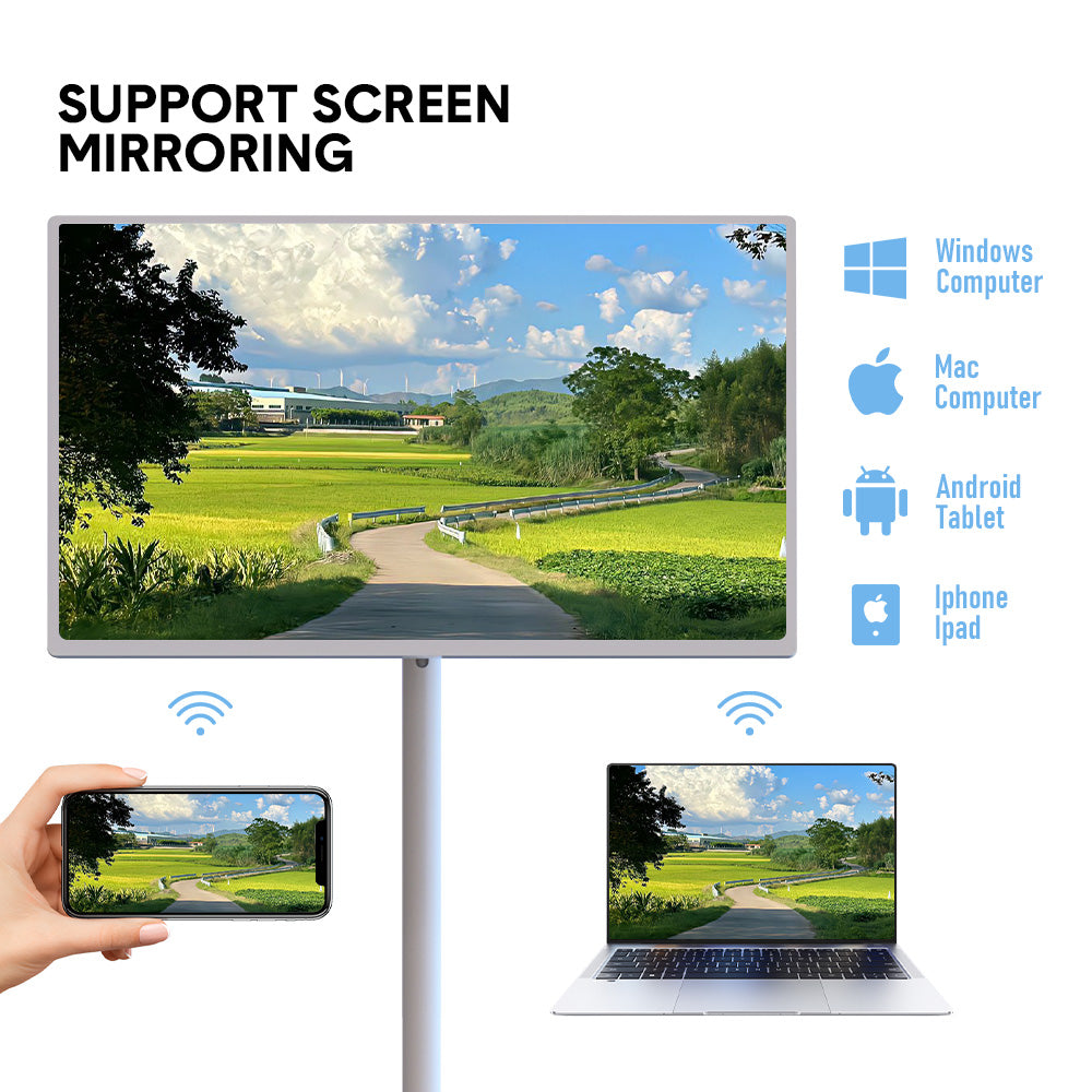 Alston Movable 32 Inch 1080P Smart Screen TV Rotatable In-cell Touch Screen Support Google Store Cast Screen with Built-in Battery HD Camera Android 12 8+128