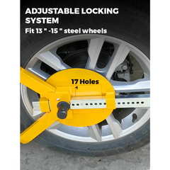 Wheel Clamp Defender Tyre Lock Adjustable for 13'' 14'' 15'' Truck SUV Trailer Caravan 195mm-230mm Heavy Duty with 2 Keys Anti Theft 1 Year Warranty