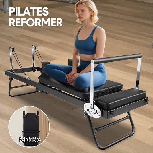 Pilates Reformer Foldable Pilates Machine Core Pilates Bed Max Load 120kg with  Adjustable Resistance Fit Various Heights for Home Gym Workouts Save Space