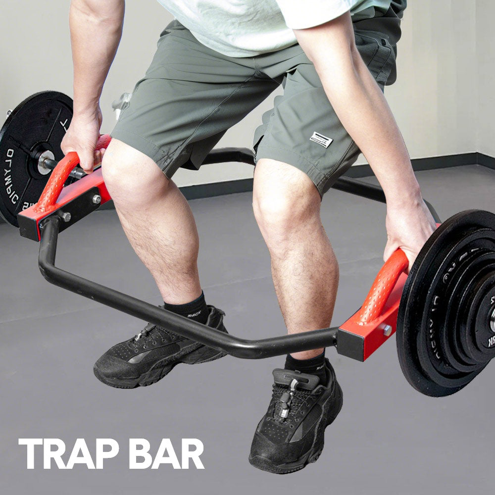 Heavy Duty Hex Trap Bar Olympic Deadlift Squat Bars Max 300kg Load Hexagonal Bar with 2 Spring Clasps and Handles for Home Gym Squat Shrug and Farmer Walk