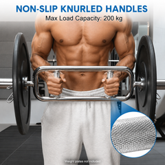 88cm Olympic Triceps Bar Standard Chrome Weightlifting Exercise Training Barbell with Spring Collars and Knurled Handle for Home Gym Fitness 200kg Capacity