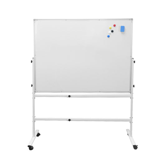 Double-Sided Mobile Whiteboard 140-180cm Height Adjustable Magnetic Whiteboard On Wheels Aluminium Frame with Eraser and Marker for Office Home Classroom
