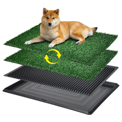 Portable Dog Toilet Large Pet Loo Reusable Puppy Toilet 76x51cm with 2 Artificial Fake Grass Pads Separate Tray Design For Pet Potty Training