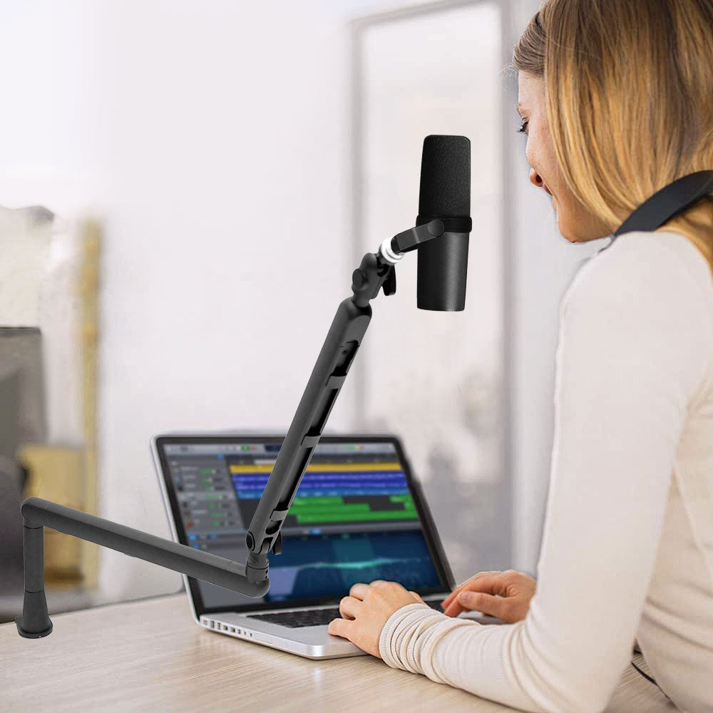 Mic Arm Microphone Holder Swivel Suspension Boom Hidden Cable Channels Versatile Desk Clamp Counterweight 1/4闁?3/8闁?5/8闁?Mic Mounts Studio Broadcast Streaming Work