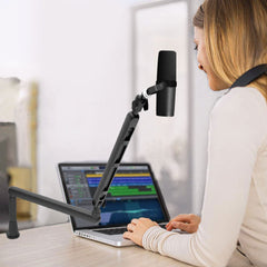 Mic Arm Microphone Holder Swivel Suspension Boom Hidden Cable Channels Versatile Desk Clamp Counterweight 1/4闁?3/8闁?5/8闁?Mic Mounts Studio Broadcast Streaming Work