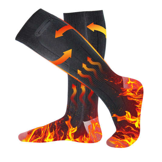 Electric Heated Socks 4000mAh Battery Rechargeable Foot Warming Socks 3 Heating Modes Washable Socks for Men Women Winter Outdoor Skiing Camping Black