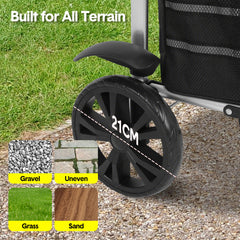 Foldable Shopping Trolley Cart Multifunctional Large Capacity Hand Carry Bag Aluminium Frame with Removable Zipped Bag Side Pockets and Wheels Black