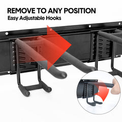 Garage Tool Organizer Heavy Duty Wall Mount Storage Rack Steel Garden Tool Hanger  with 6 Removable Hooks for Broom Rake Shovel Yard Tools Max Load 180kg