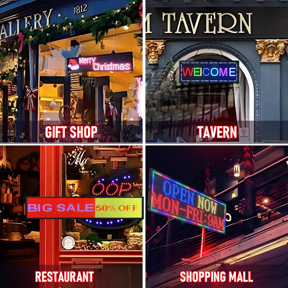 LED Scrolling Sign 40'' x 8'' Wi-Fi Connectivity 96 x 16 Pixels 7-Color Display