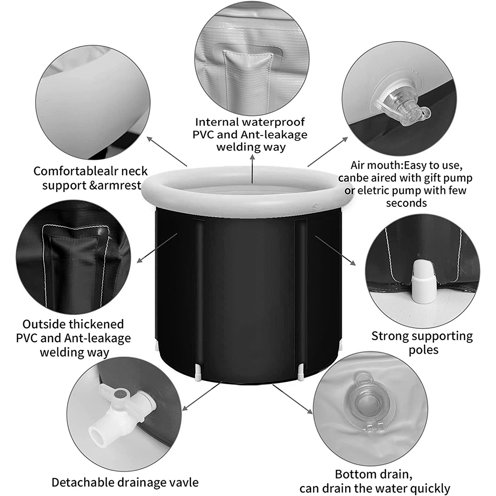 Heavy Duty Ice Bath Tub 350L for Rugby Athletes Australia | Quick Drain Tear-Resistant Nylon | Camping Gym Cold Therapy | AU Stock