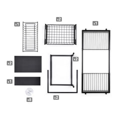 Under the Sink Organizer 2-Tier 65-73cm Expandable Steel Cabinet Rack with Removable Sliding Baskets and 2 Pull-out Drawers for Kitchen Bathroom Cabinet