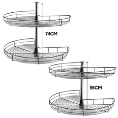 Shelf Rack for Spices 2-Shelf Under Sink Storage Blind Corner Carousel Kitchen Cabinet Organizer 81cm Diameter Rotating Max Load 14kg 270 Degree