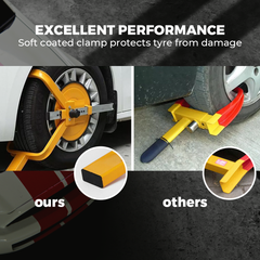 Wheel Clamp Defender Tyre Lock Adjustable for 13'' 14'' 15'' Truck SUV Trailer Caravan 195mm-230mm Heavy Duty with 2 Keys Anti Theft 1 Year Warranty