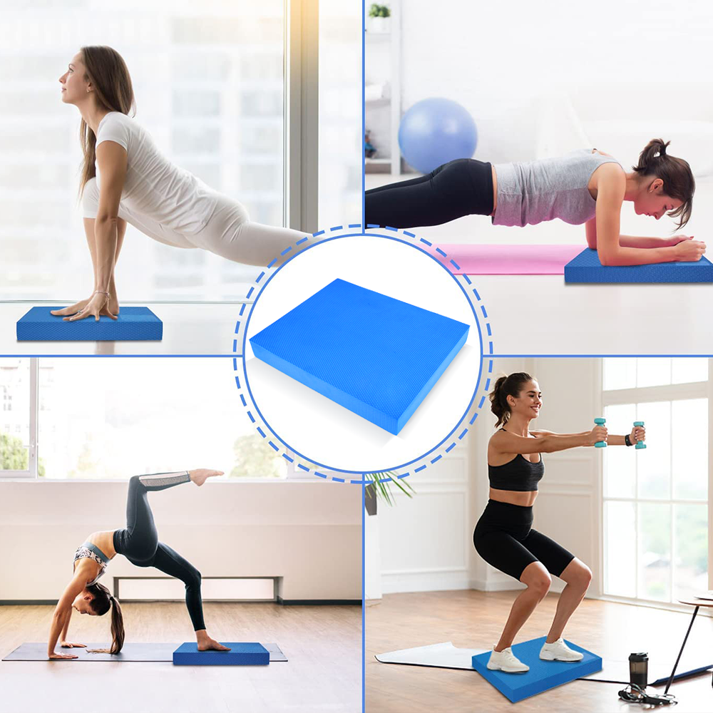 FITNESS MANIAC Large Blue Foam Balance Pad For Gym & Home Workouts (300 Lb Capacity)