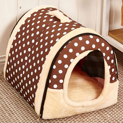 Pet Dog House Brown with Soft Igloo Design Comfortable Cat & Puppy Cushioned Bed Foldable, Machine Washable Durable with Chic Patterns
