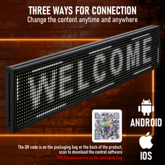 LED Scrolling Sign 40'' x 8'' Wi-Fi Connectivity 96 x 16 Pixels 7-Color Display