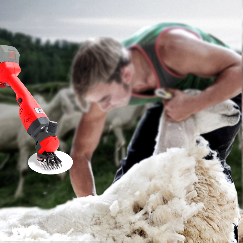 3500RPM Cordless Electric Sheep Shears with Extra 9 Straight Tooth Blades Wool Animal Clipper Kit for Shearing Sheep Goats Cattle --Skin Only