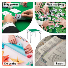 87cm Folding Mahjong Table 4-Player Square Card Game Table with Green Tabletop 4 Cup Holders and 4 Card Slots for Mahjong Poker Domino Game Max Load 150kg