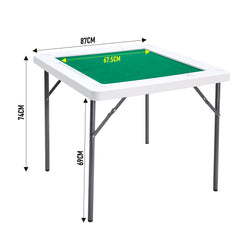 87cm Folding Mahjong Table 4-Player Square Card Game Table with Green Tabletop 4 Cup Holders and 4 Card Slots for Mahjong Poker Domino Game Max Load 150kg