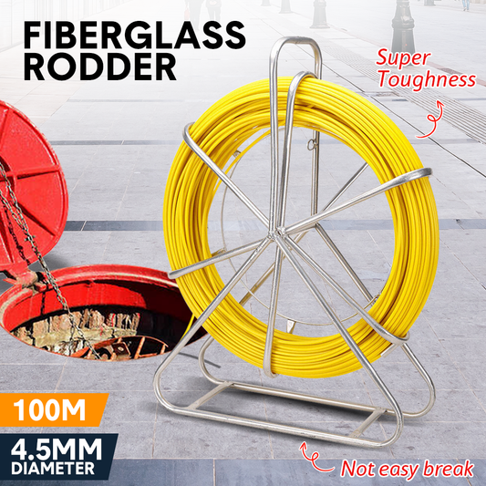 Alston 4.5mm 100M Fish Tape Fiberglass Rodder with Steel Reel Cage Cable Duct Rodder Snake Telstra NBN Tool Non-Conduct