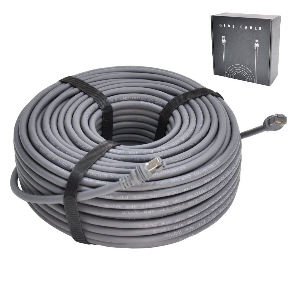 46M/150FT Replacement Gen 3 Cable 26AWG for Starlink Rectangular Satellite V3 Waterproof Weatherproof High Speed Supports Bandwidths up to 1200Mbps Gray