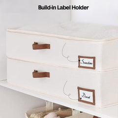 2 Pack Large Under Bed Storage Boxes Dustproof Clothes Storage Bag with Clear Lid/Zipper/Handles For Clothes Blankets Bedding Organizer 85x45x15cm Beige