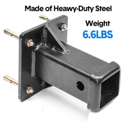 Heavy Duty Bolt on Hitch Receiver Plate Tube Wall Mount 2 Inch Opening Universal Pintle Hitch Extender for Trailer Towing Bike and Cargo Hanging Organiser