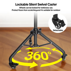 Mobile Laptop Tripod Stand 11-16 Inch on Wheels 82-170cm Height Adjustable Projector Stand Portable Stand with Gooseneck Phone Holder for Home Office
