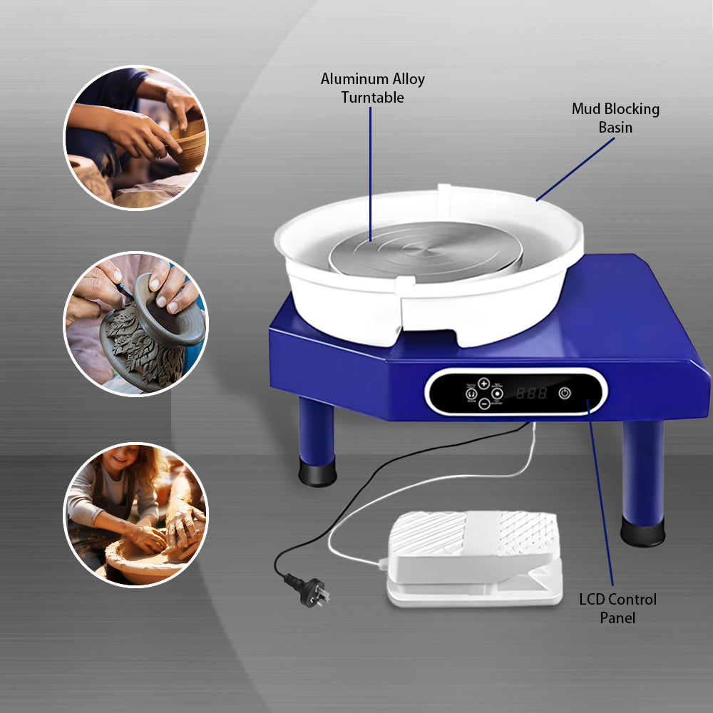 Electric Pottery Wheel Machine 1200W Power Foot Pedal Control with Detachable Basin and LCD display for Ceramics,Clay Work,Home DIY,Pottery Training
