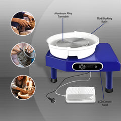 Electric Pottery Wheel Machine 1200W Power Foot Pedal Control with Detachable Basin and LCD display for Ceramics,Clay Work,Home DIY,Pottery Training